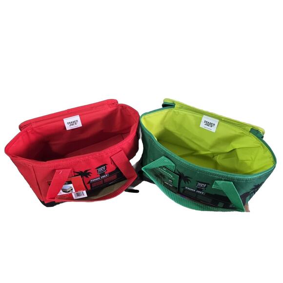 NEW Trader Joe's MINI Insulated Tote Bag Set of 2 - 1 Red & 1 Green Mini Tote - Picture 5 of 16